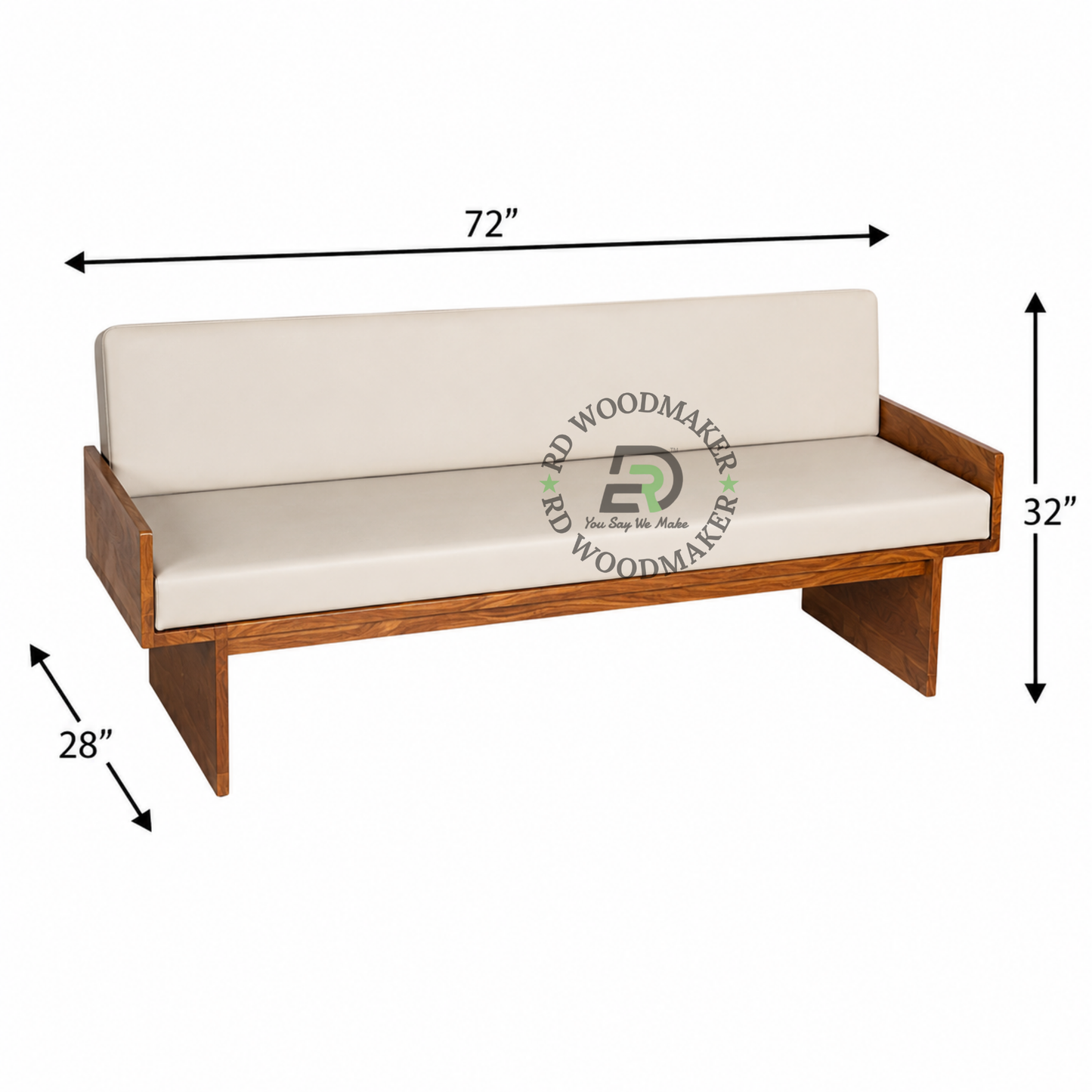 PREMIUM SOLID WOOD DAYBED SOFA WITH WHITE UPHOLSTERED CUSHIONS