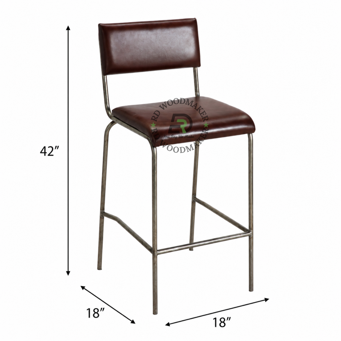 VINTAGE BROWN LEATHERETTE METAL BAR CHAIR