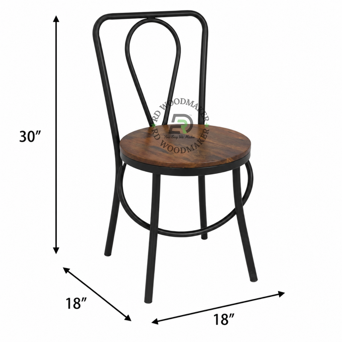 INDUSTRIAL LOOP BACK WOODEN SEAT METAL DINING CHAIR