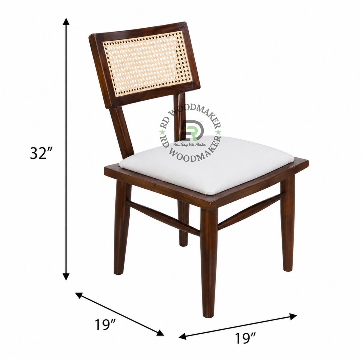 MID-CENTURY CANE BACK WOODEN DINING CHAIR