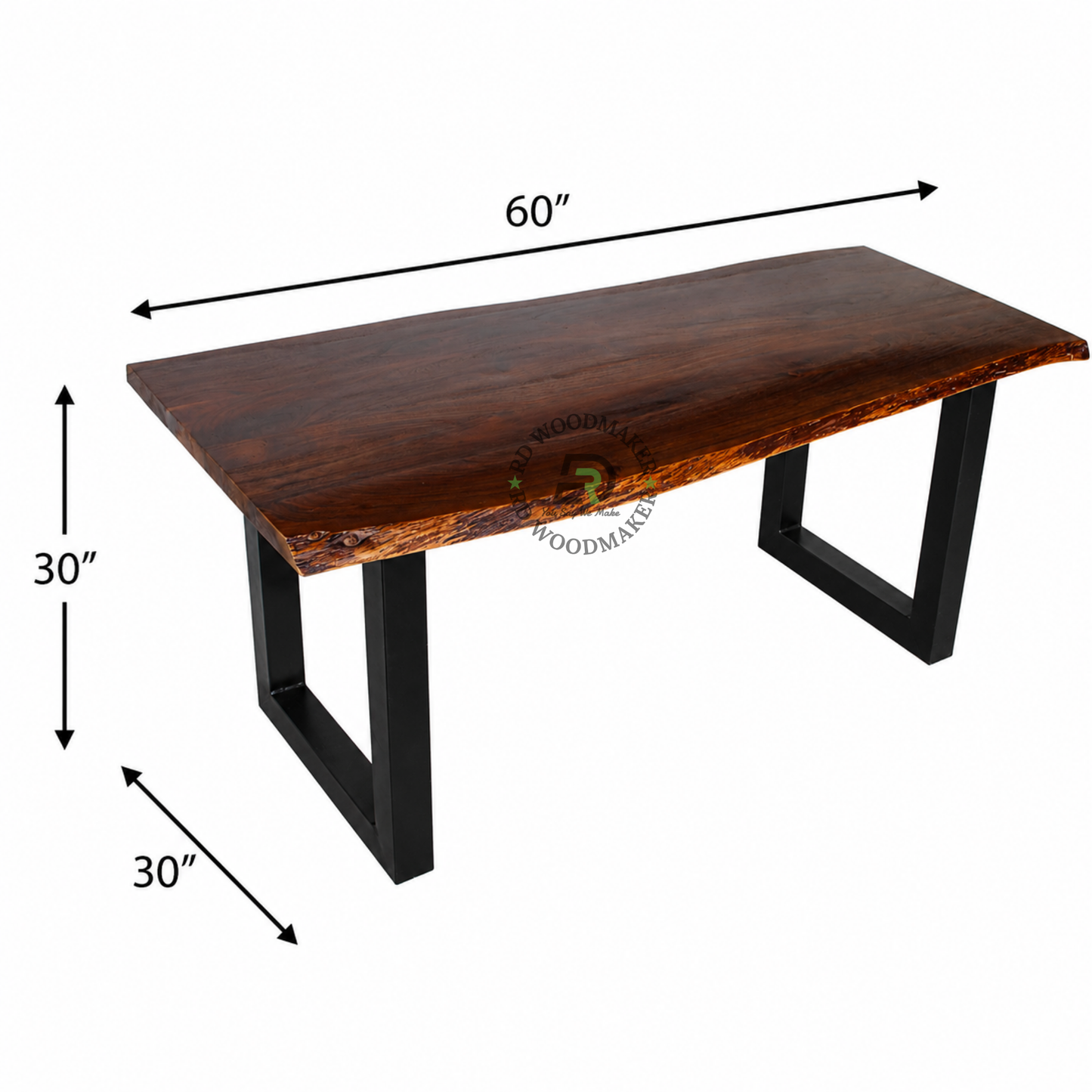 PREMIUM LIVE-EDGE WOODEN DINING TABLE WITH BLACK U-FRAME LEGS