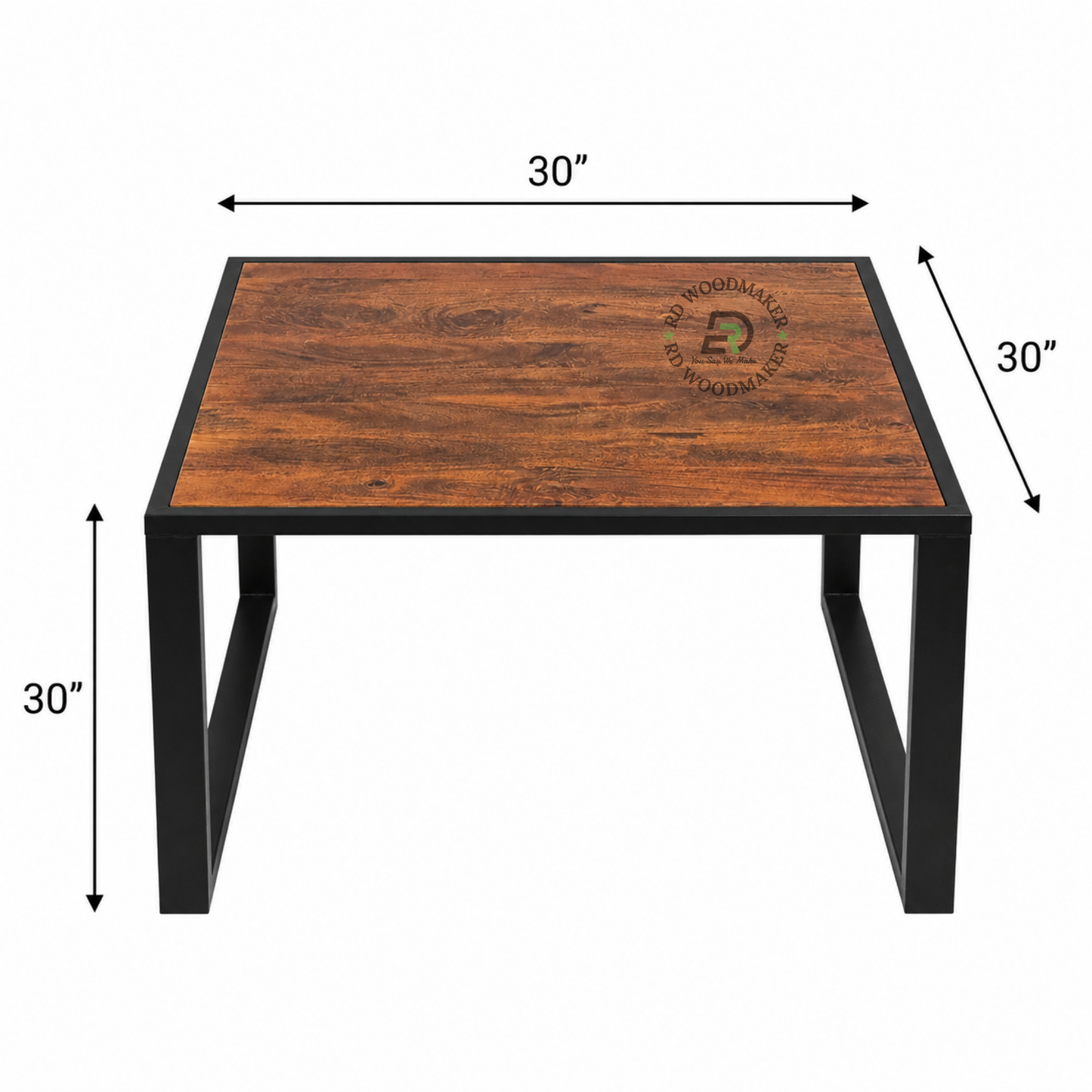 INDUSTRIAL SQUARE WOODEN DINING TABLE WITH BLACK METAL FRAME
