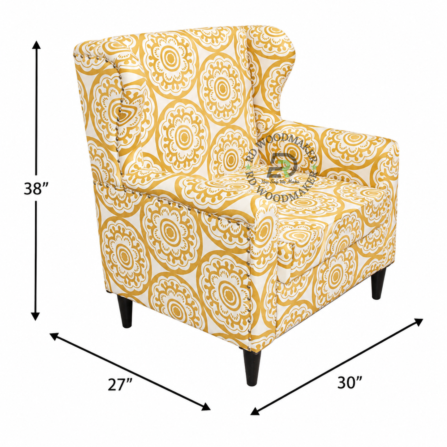YELLOW FLORAL WINGBACK ACCENT CHAIR