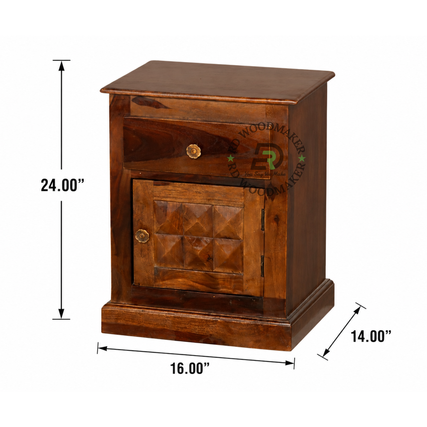 CONTEMPORARY SOLID WOOD STORAGE BEDSIDE TABLE