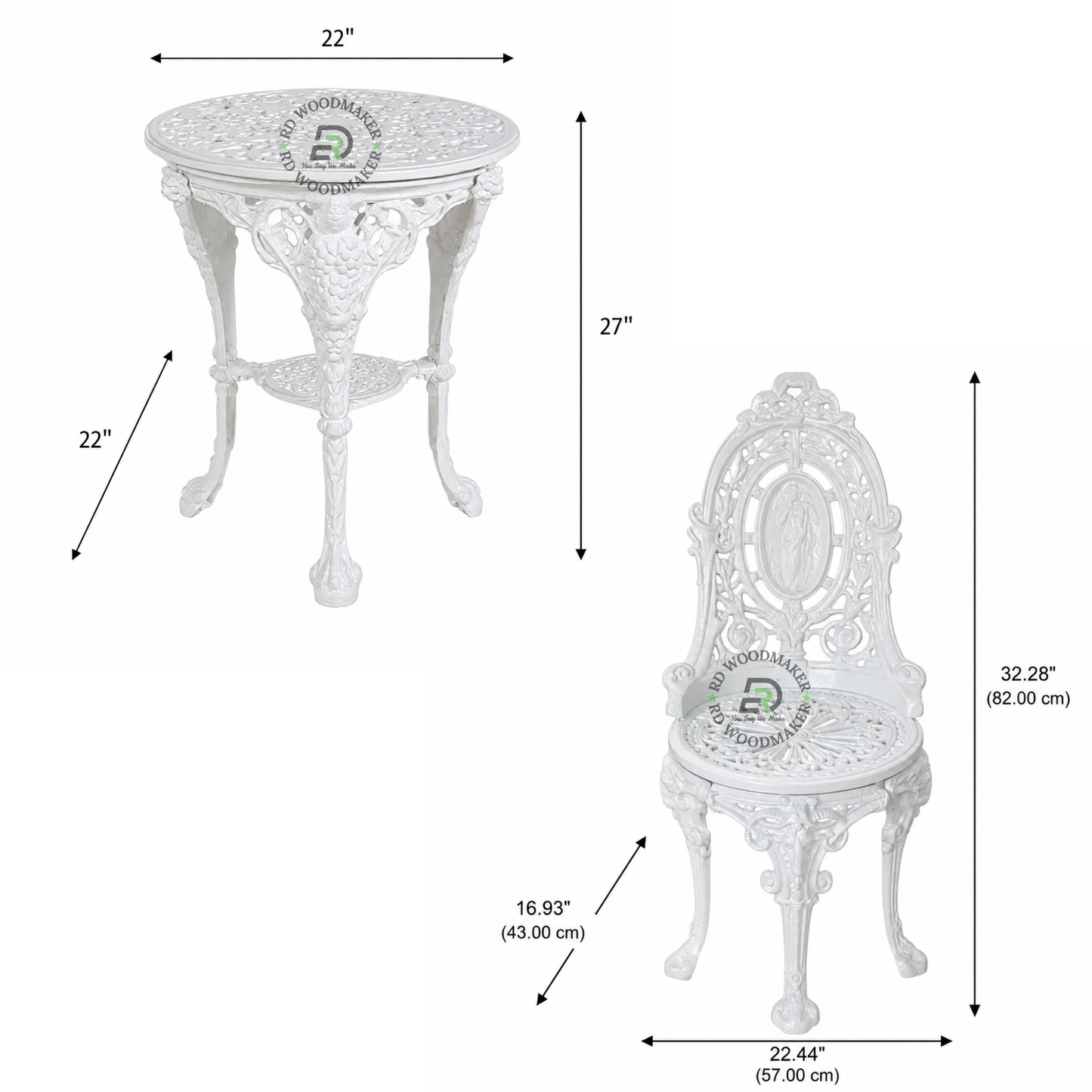 IVORY MEDALLION METAL BISTRO SET