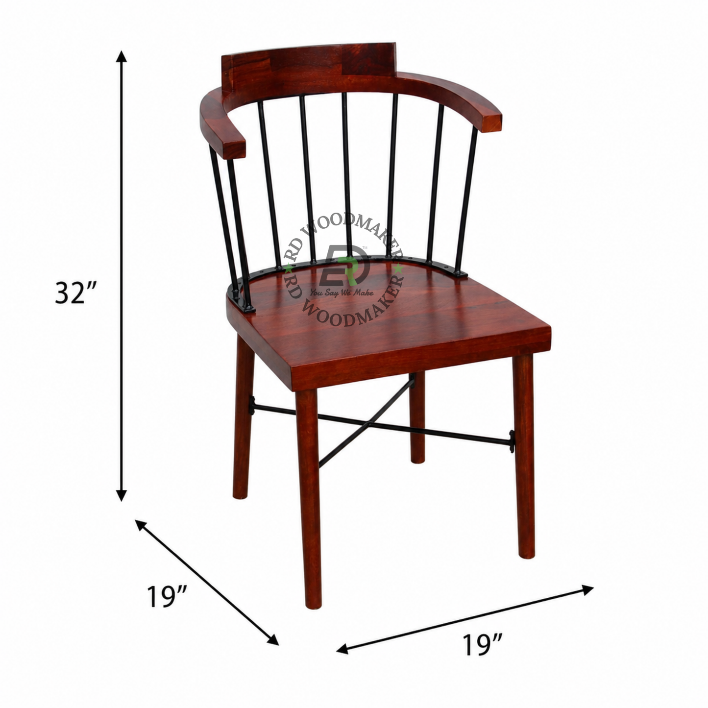 INDUSTRIAL SPINDLE BACK WOODEN AND METAL DINING CHAIR