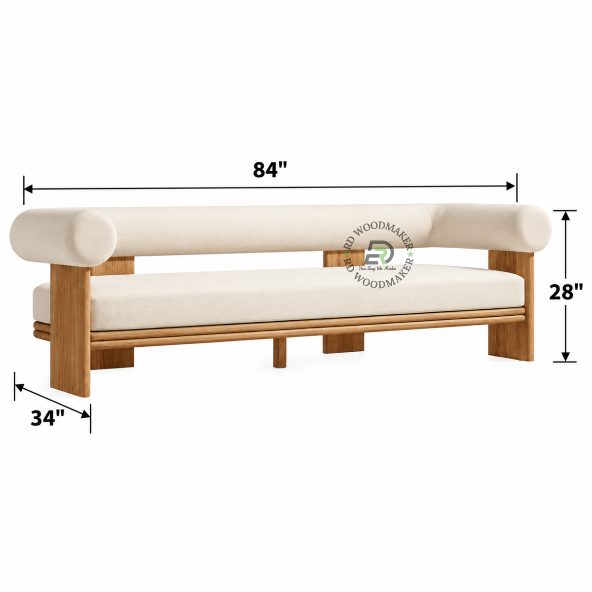LUNO BOUCLÉ UPHOLSTERED SOLID WOOD LOUNGE BENCH