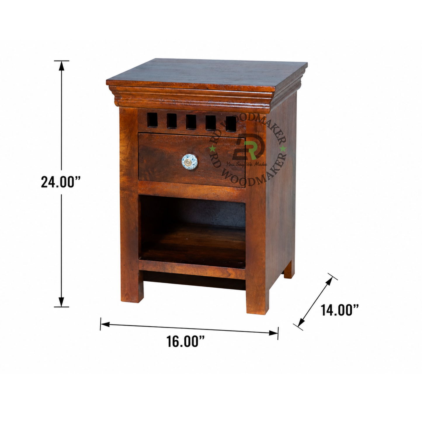 CLASSIC SOLID WOOD OPEN SHELF BEDSIDE TABLE
