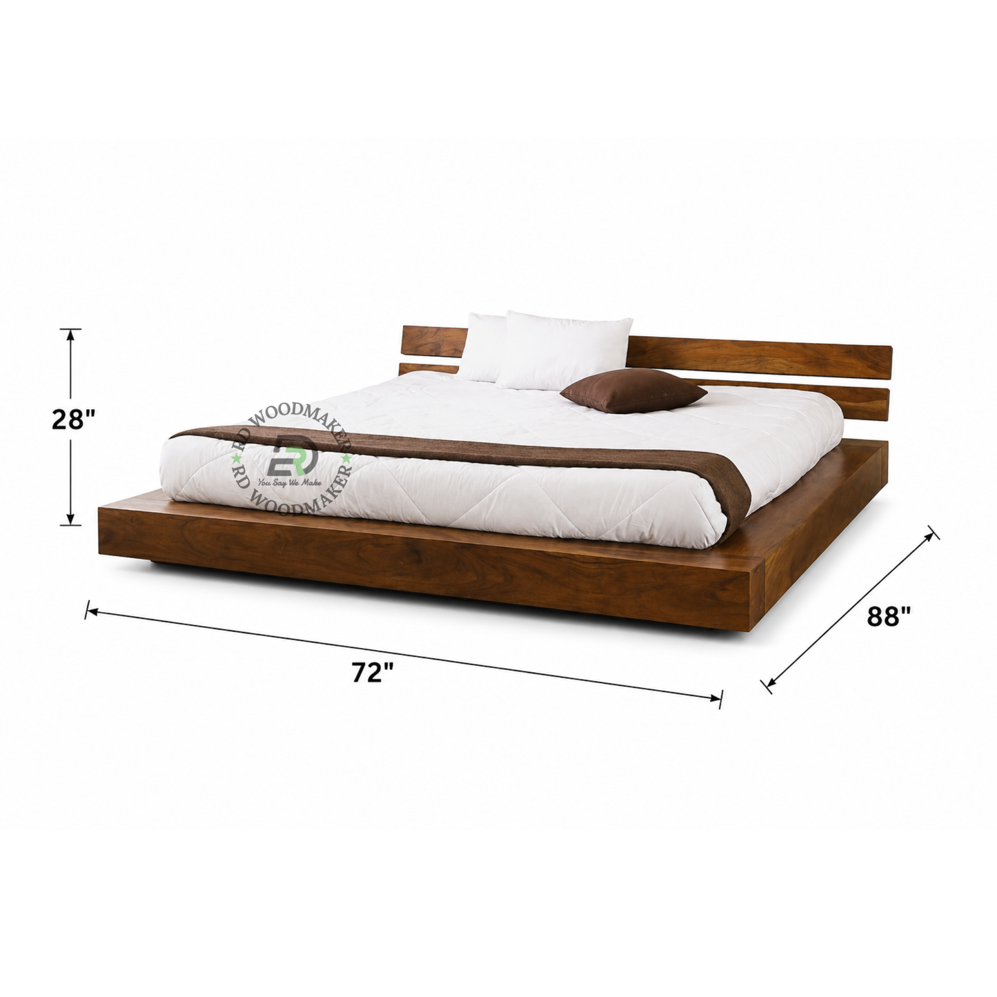 MODERN LOW PLATFORM SOLID WOOD BED