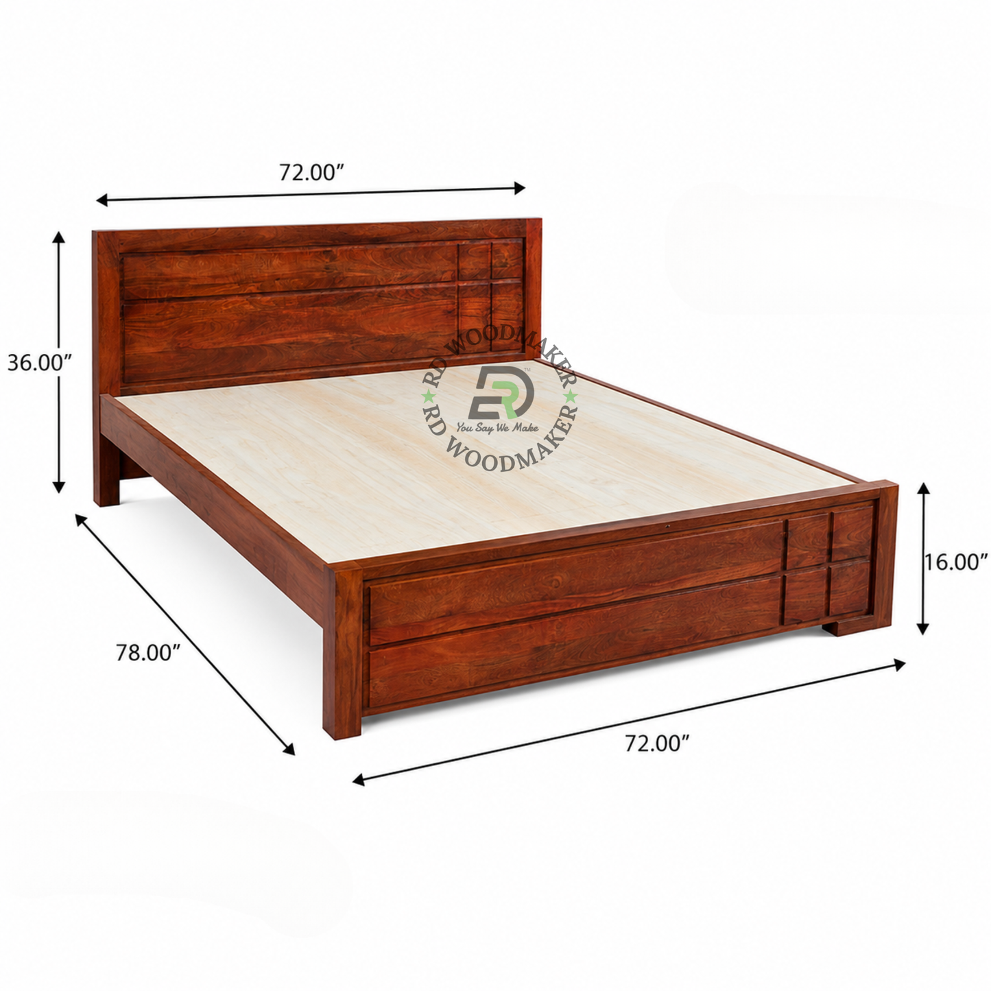 PREMIUM GEOMETRIC PANEL WOODEN QUEEN SIZE BED