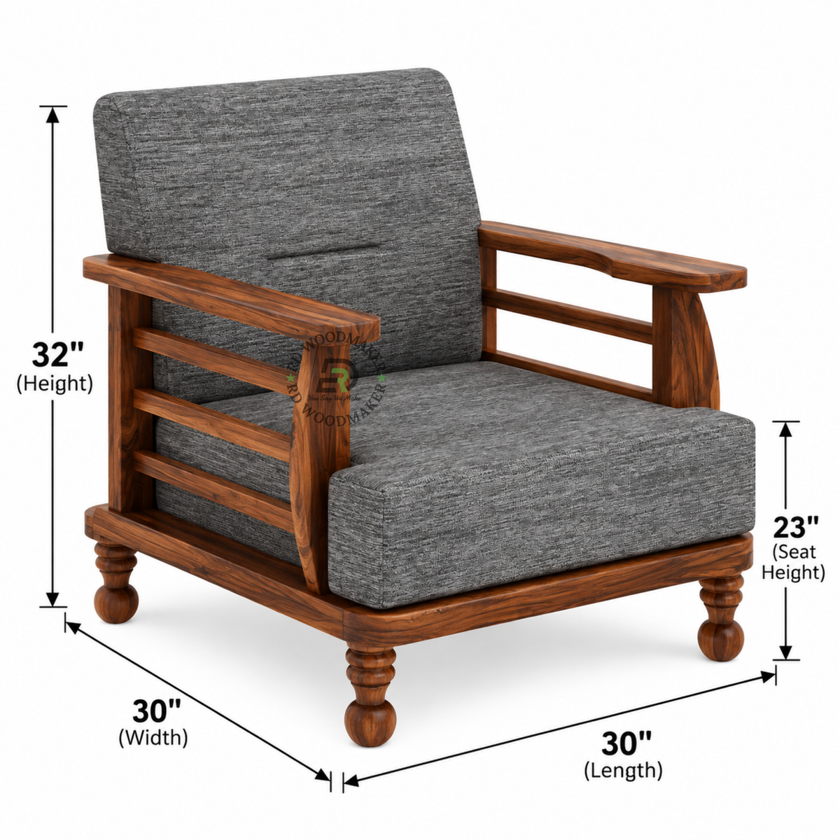 RIVAA CLASSIC SOLID WOOD SINGLE SOFA CHAIR