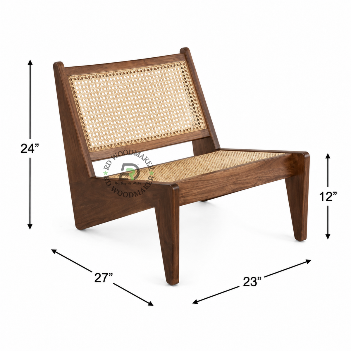 PREMIUM LOW HEIGHT SOLID WOOD & CANE LOUNGE CHAIR