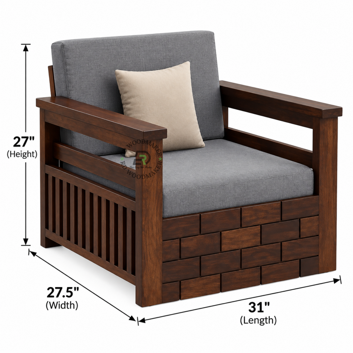 MASON SOLID WOOD SINGLE SOFA CHAIR