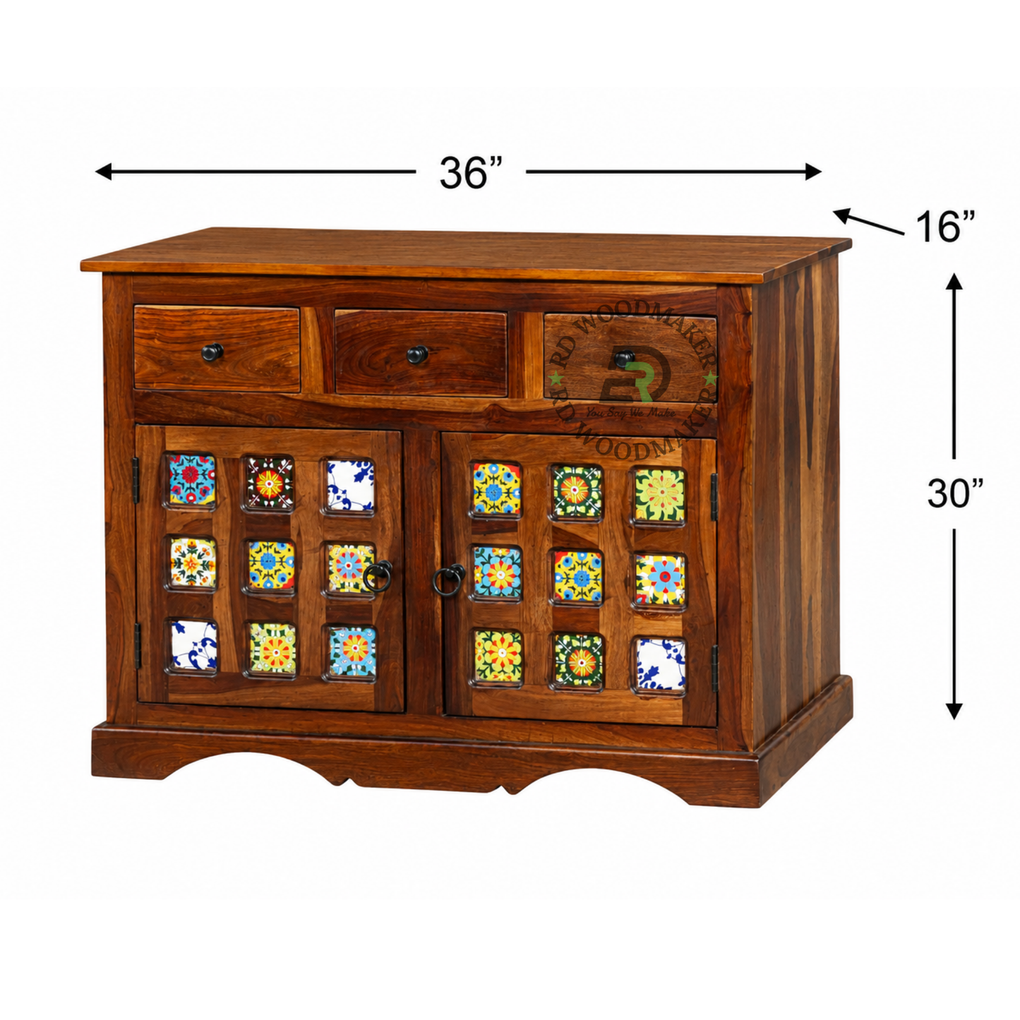 HERITAGE SOLID WOOD CERAMIC TILE SIDEBOARD