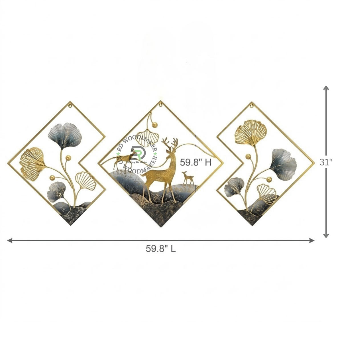 FOREST GINKGO DEER WALL ART SET