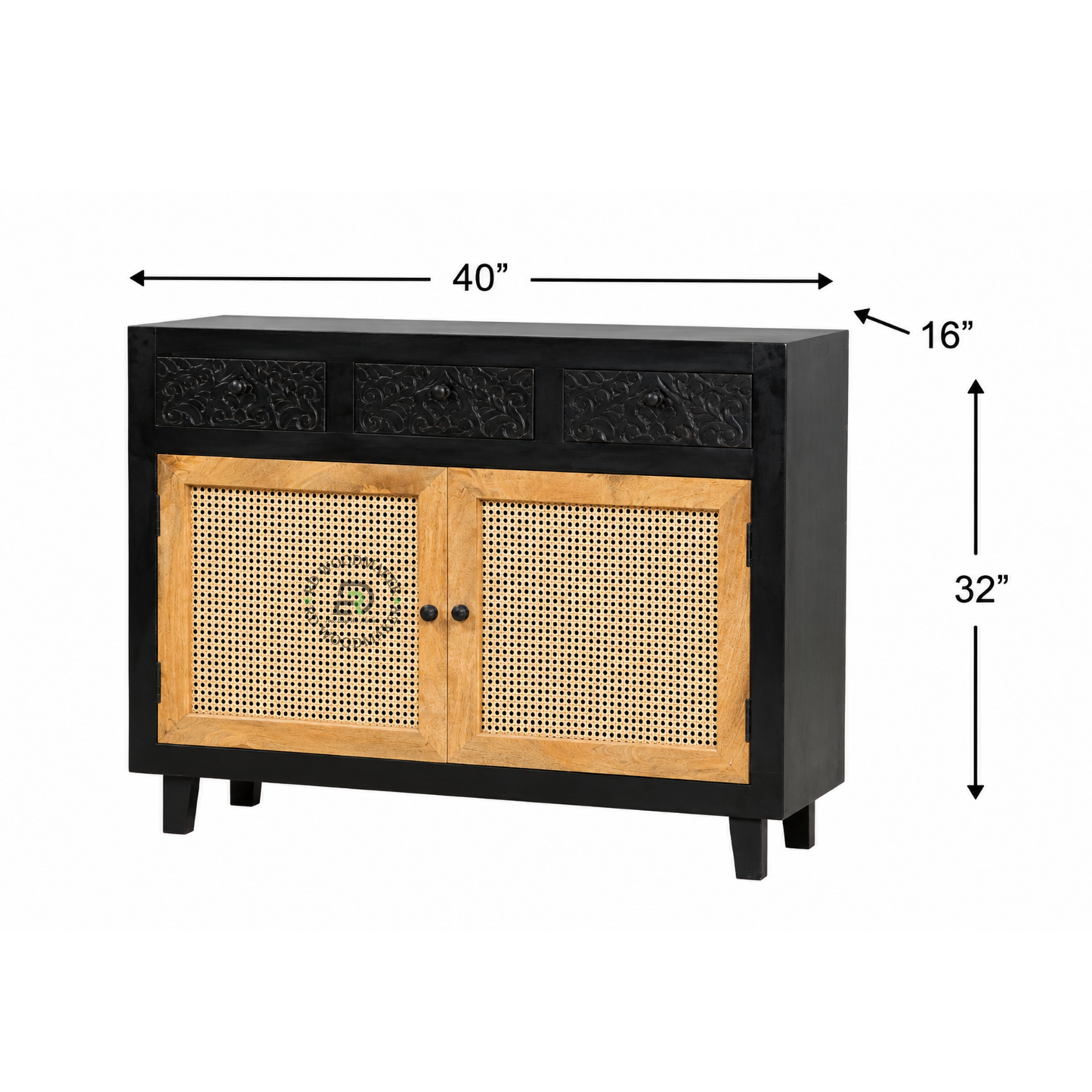 HANDCARVED RATTAN SOLID WOOD SIDEBOARD