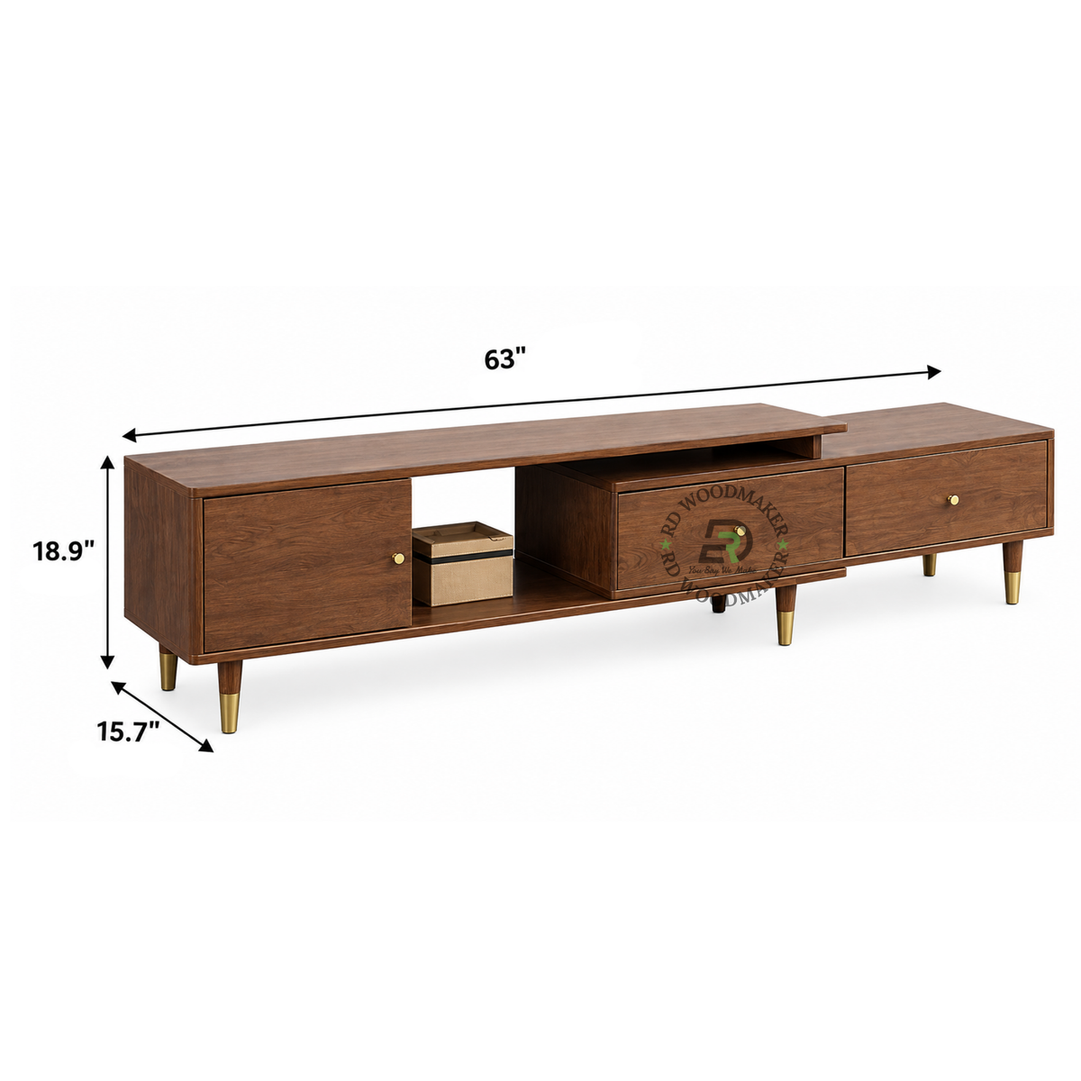 VARDO ASYMMETRIC SOLID WOOD MEDIA CONSOLE