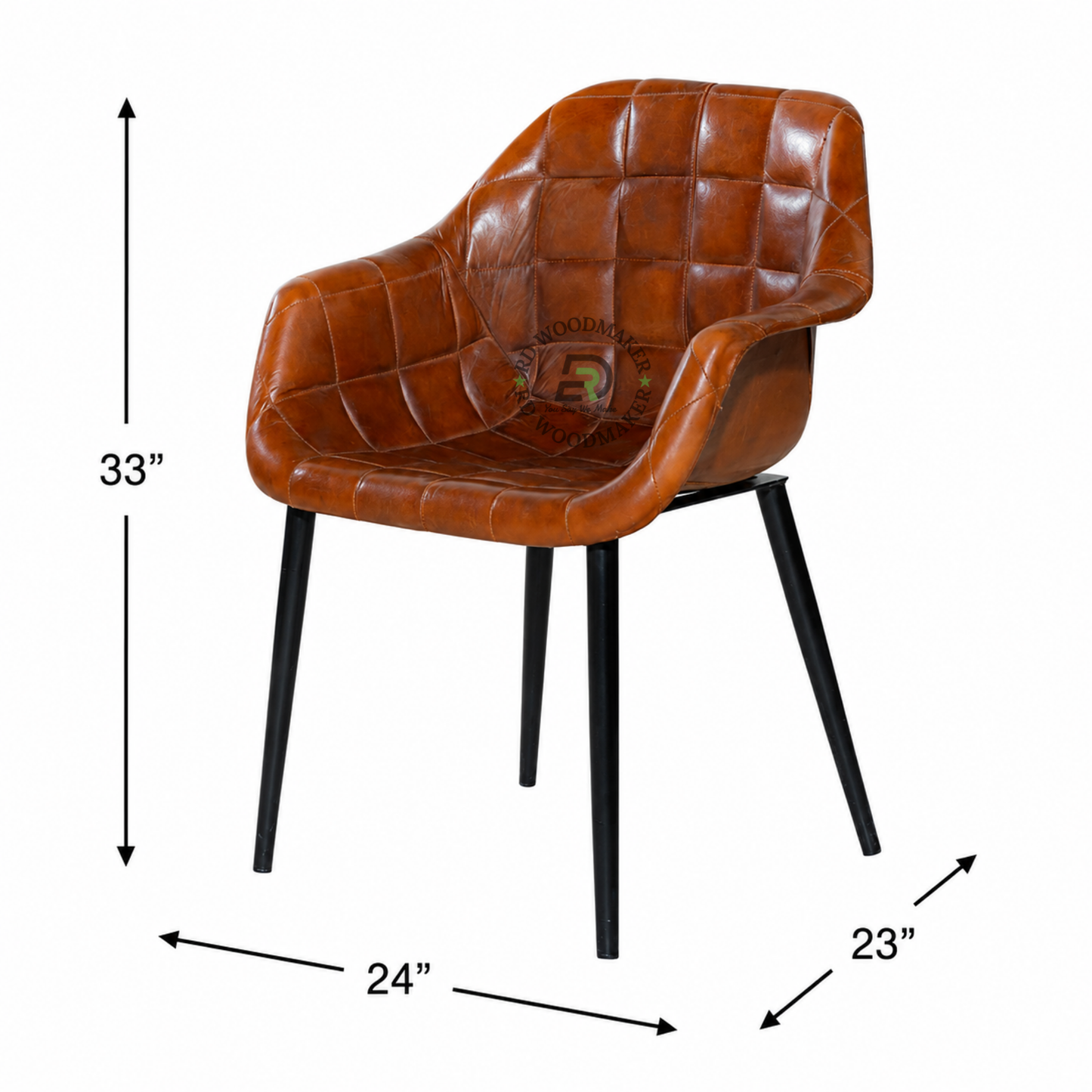PREMIUM VINTAGE BROWN LEATHERETTE ARMCHAIR WITH QUILTED UPHOLSTERY