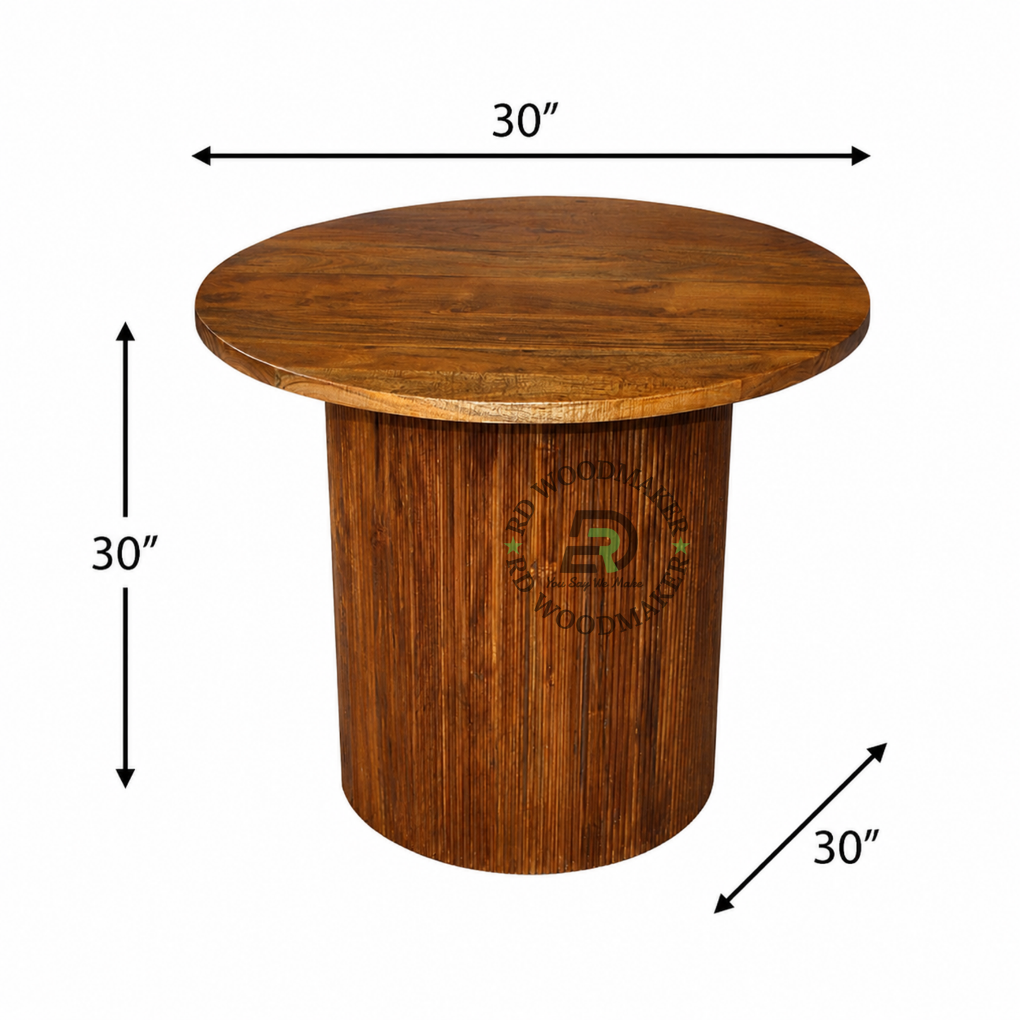 FLUTED PEDESTAL ROUND WOODEN DINING TABLE