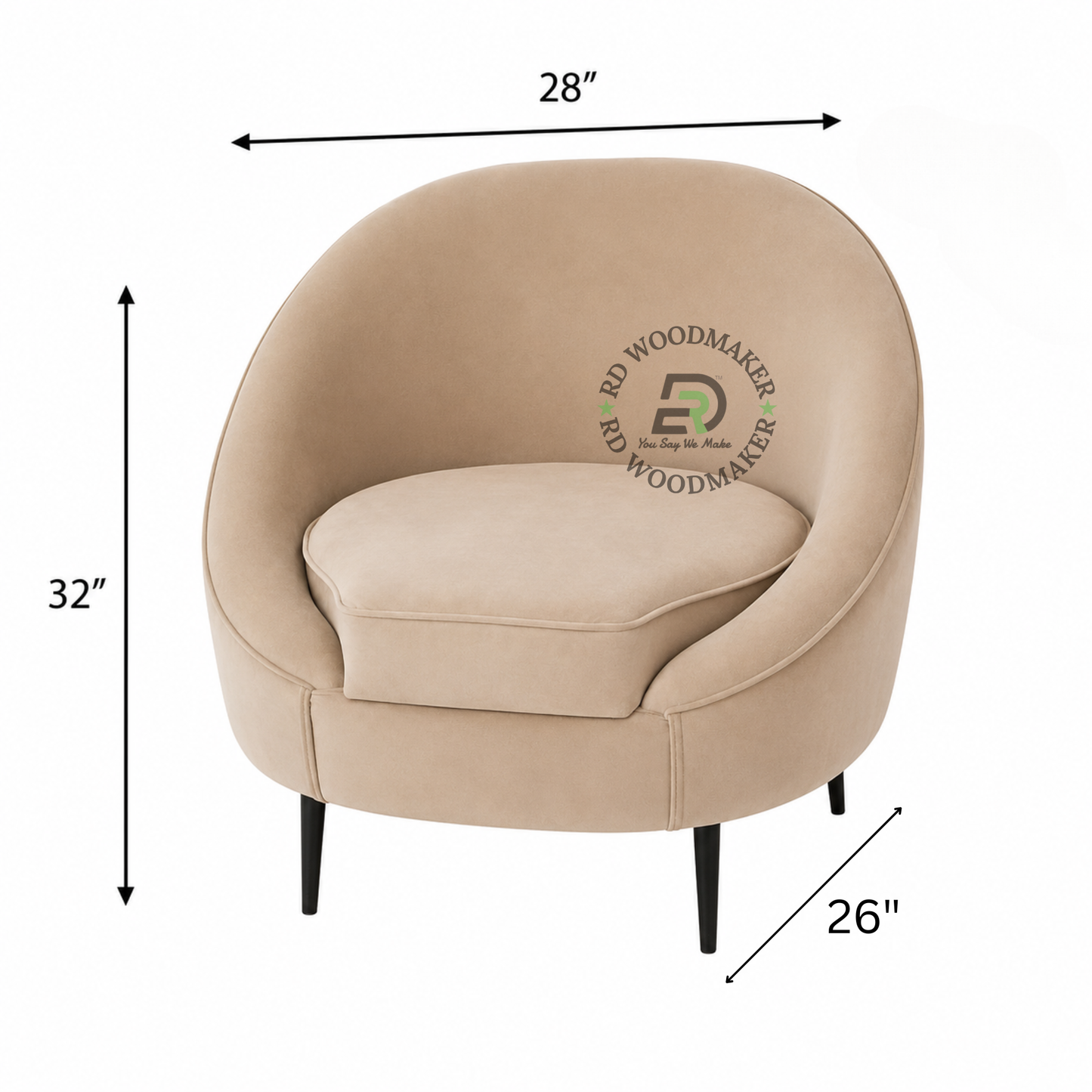 BEIGE CURVED BARREL ACCENT CHAIR