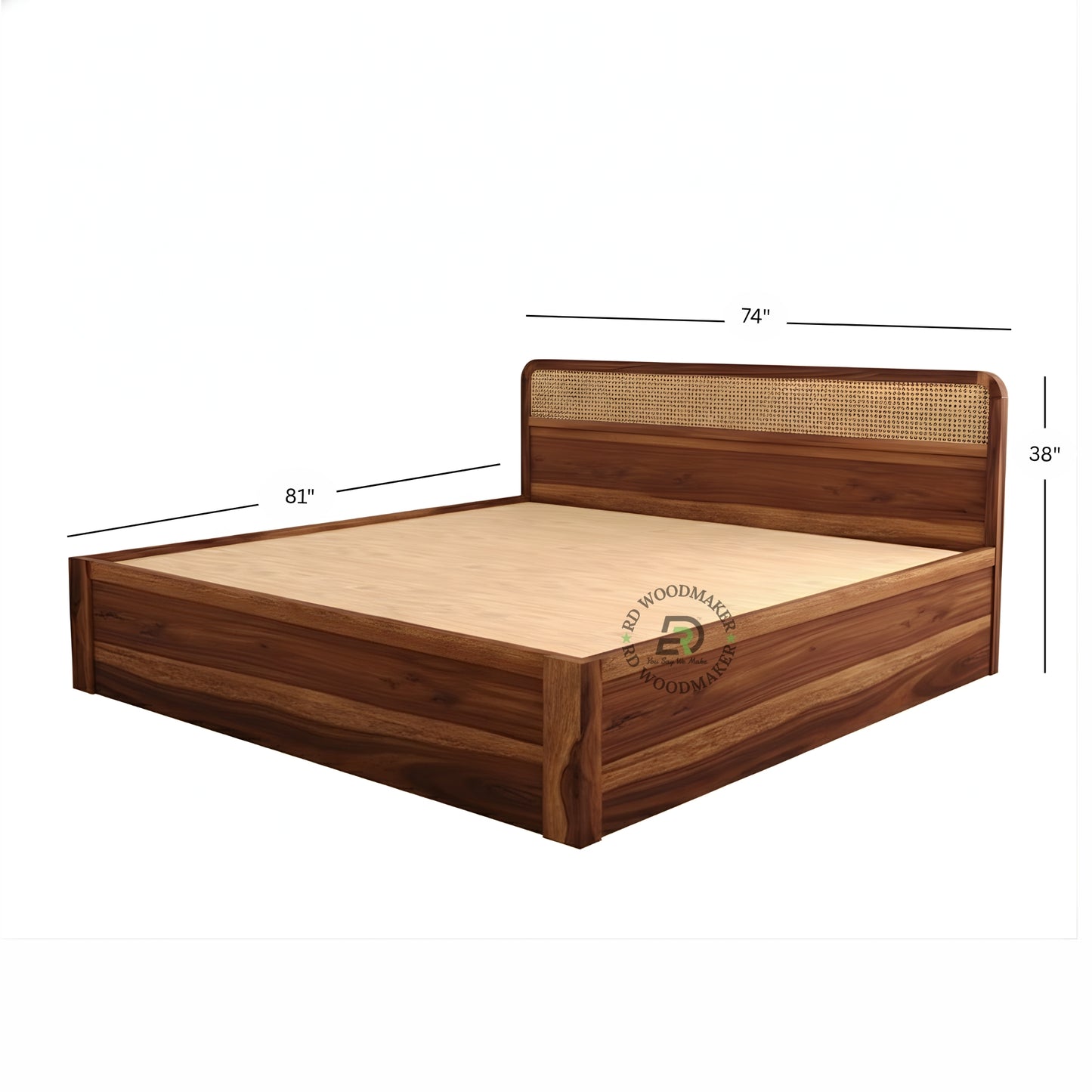NATURA CANE STORAGE WOODEN BED