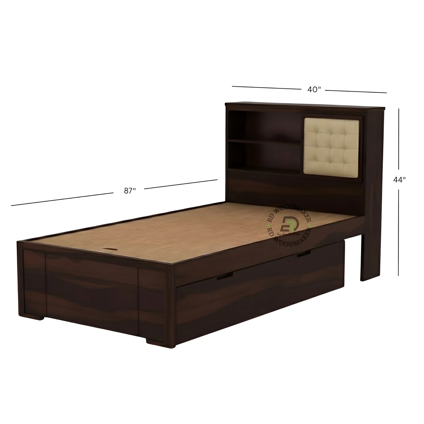 MODERN BOOKSHELF HEADBOARD STORAGE BED