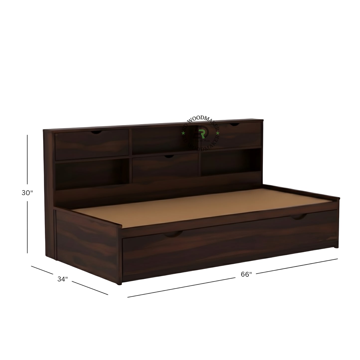 MULTI STORAGE WOODEN DAYBED WITH SHELVES