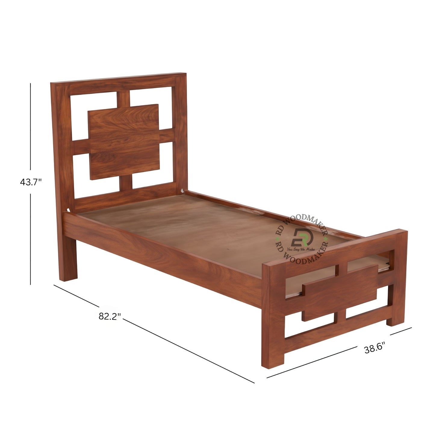GEOMETRIC FRAME SOLID WOOD BED