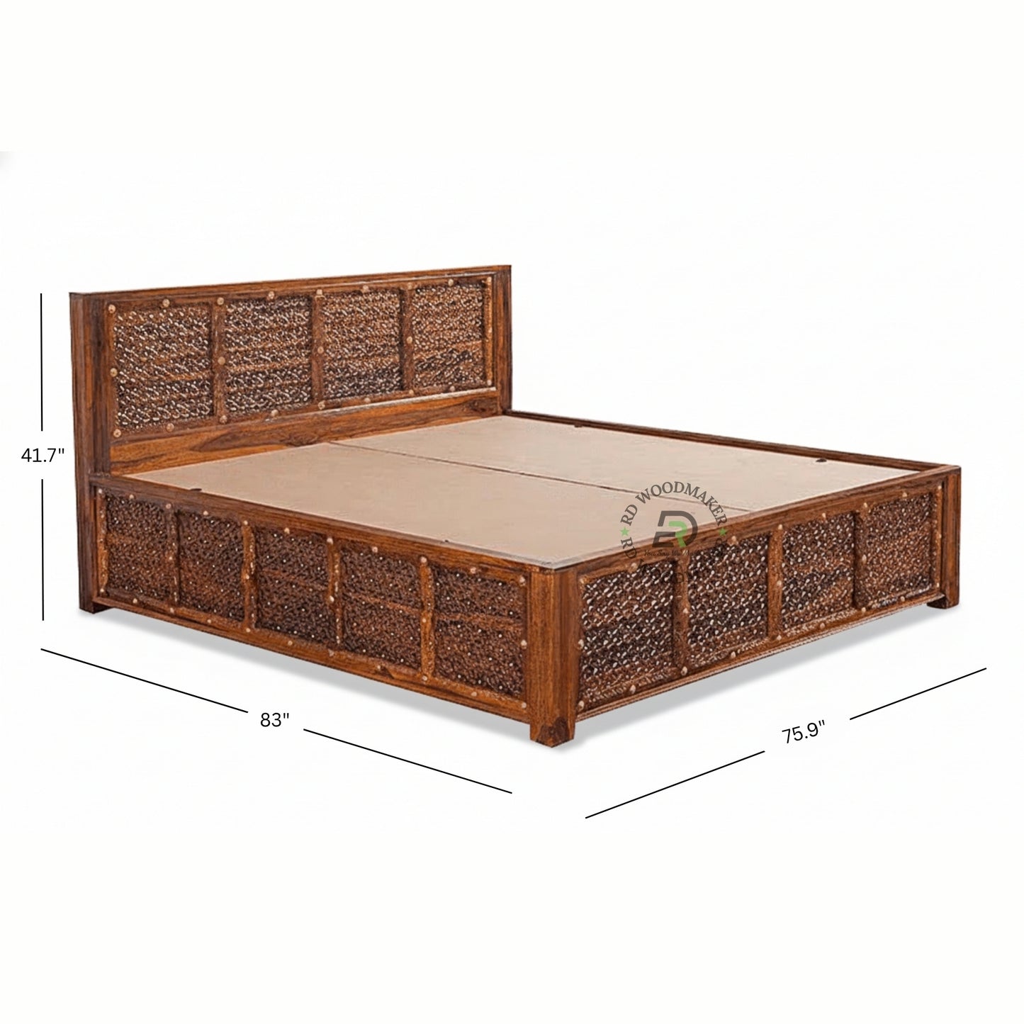 HANDCRAFTED JALI PANEL WOODEN BED
