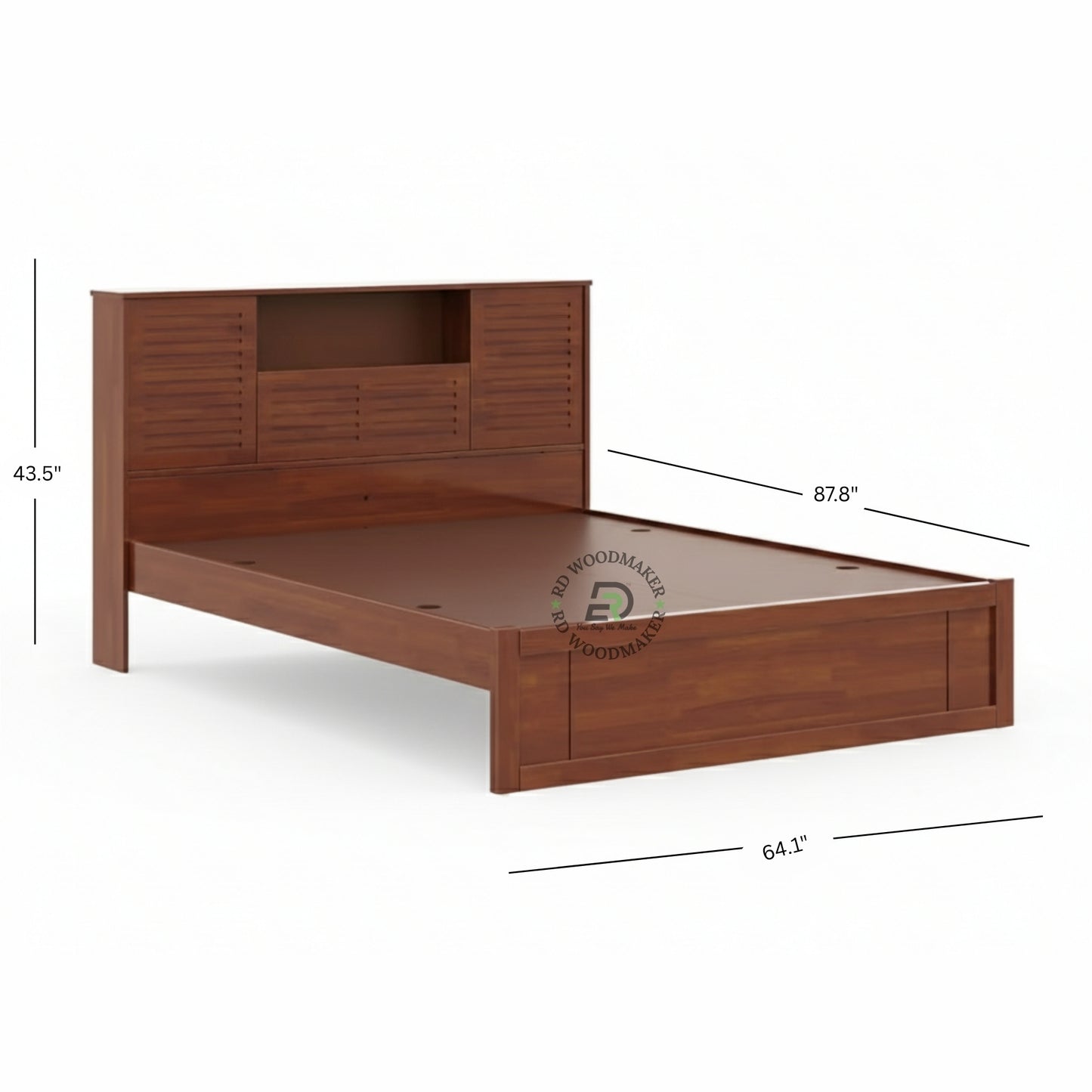 MODERN STORAGE WOODEN BED WITH PANEL HEADBOARD