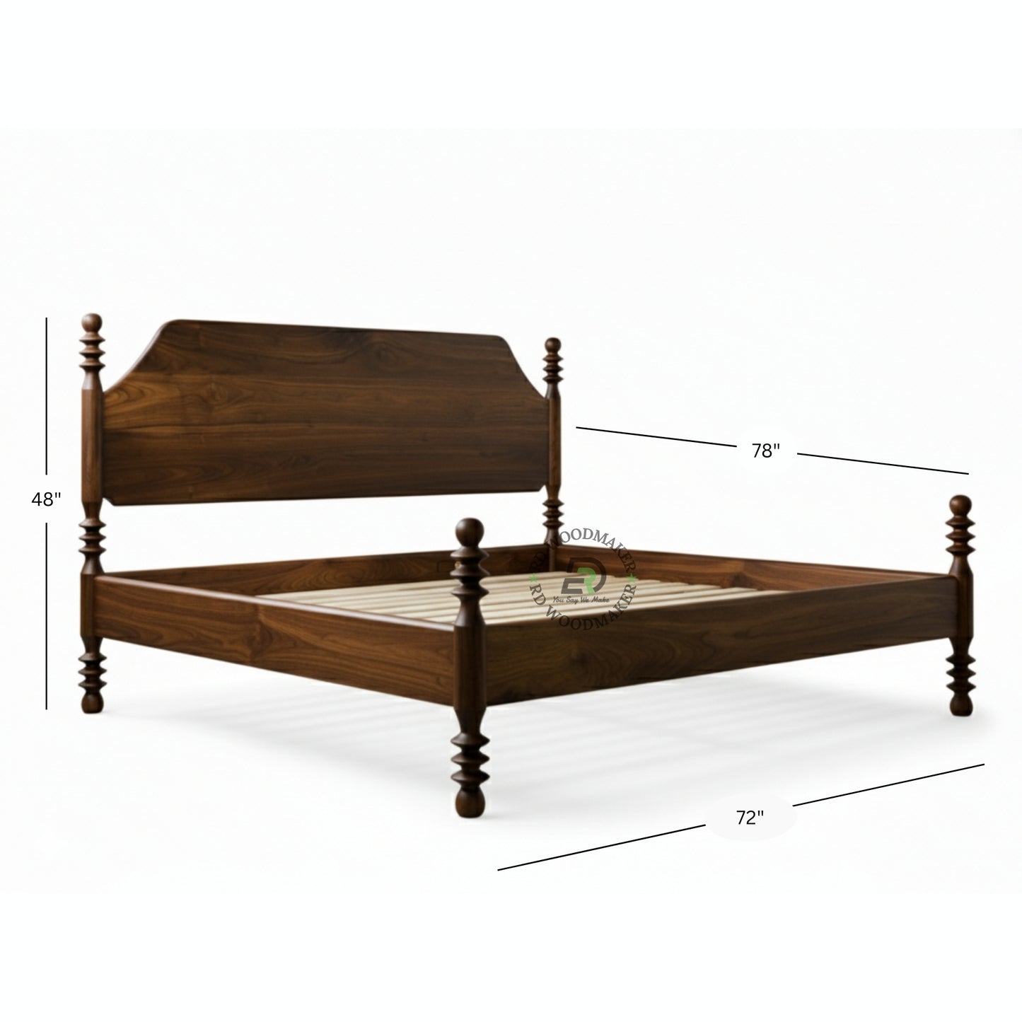 CLASSIC WALNUT SOLID WOOD SPINDLE POST BED