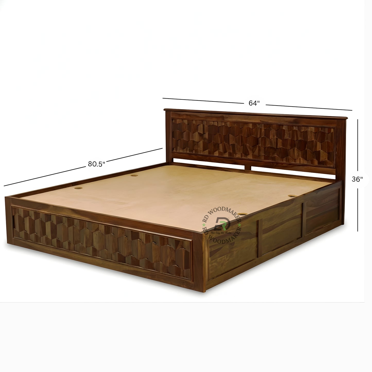 HEXA CARVE STORAGE WOODEN BED