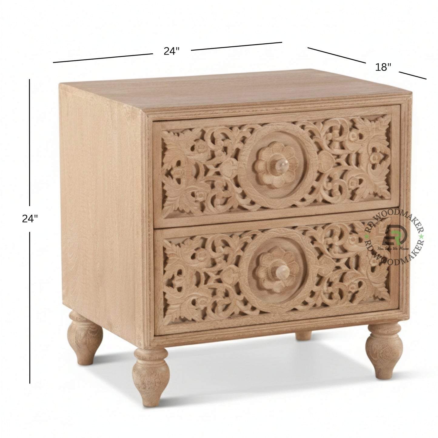 ROYAL HAND CARVED WOODEN BEDSIDE TABLE