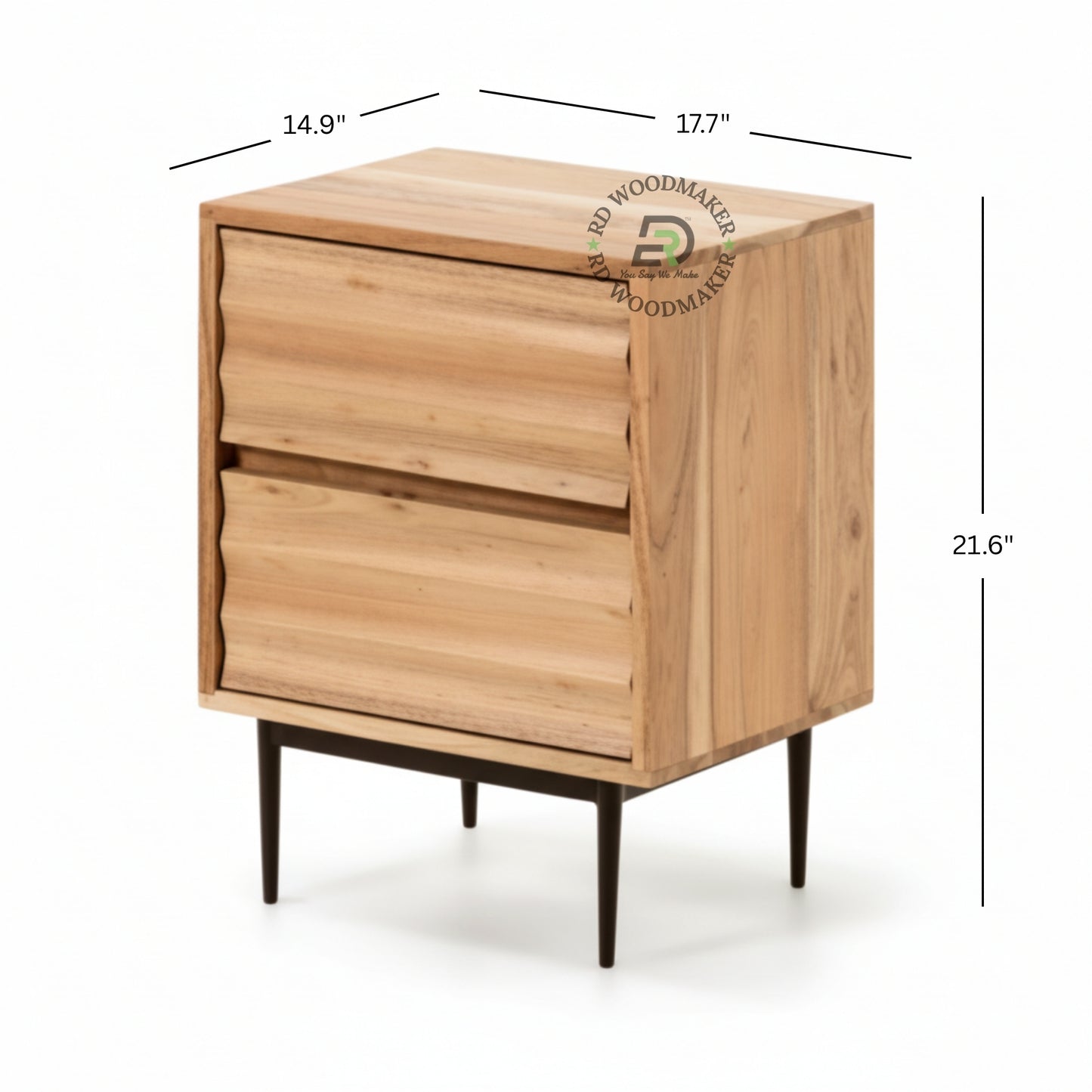 MODERN TWO DRAWER WOODEN BEDSIDE TABLE