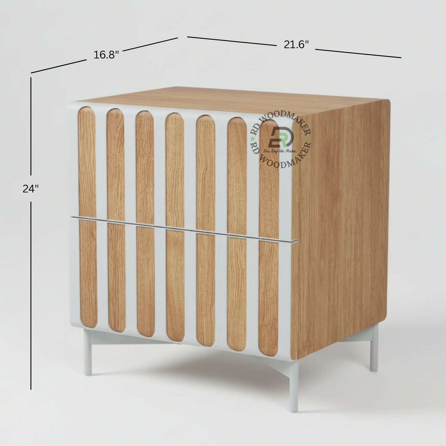 SLATTED DUAL-TONE BEDSIDE TABLE