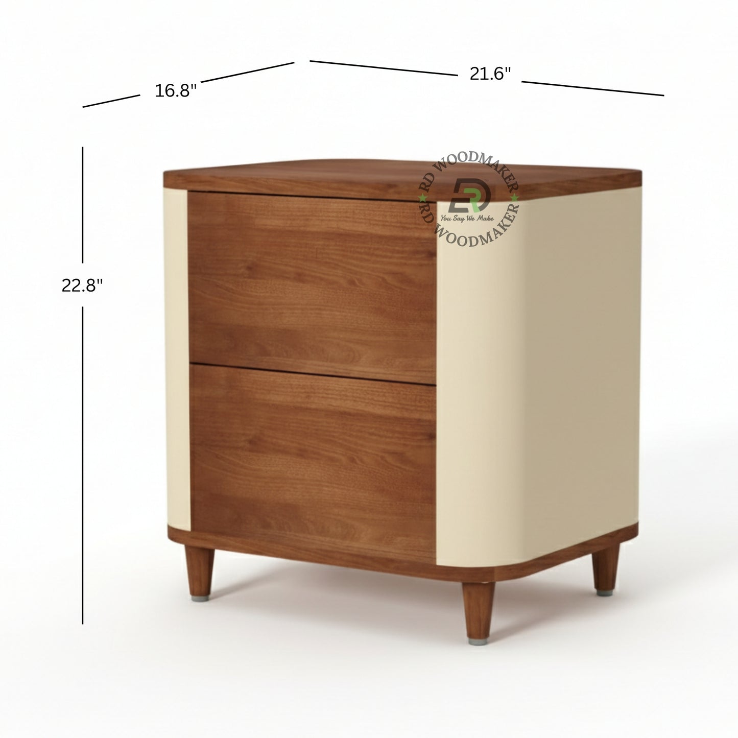 CURVED CREAM & WOOD NIGHTSTAND