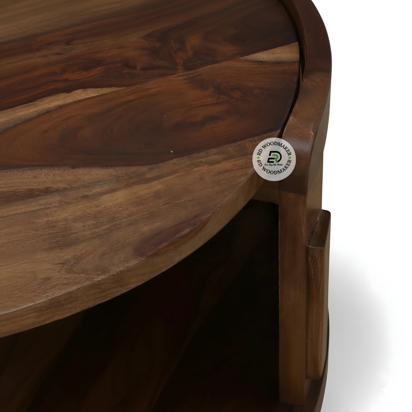 ROUND OPEN SHELF COFFEE TABLE WITH SPINDLE DESIGN