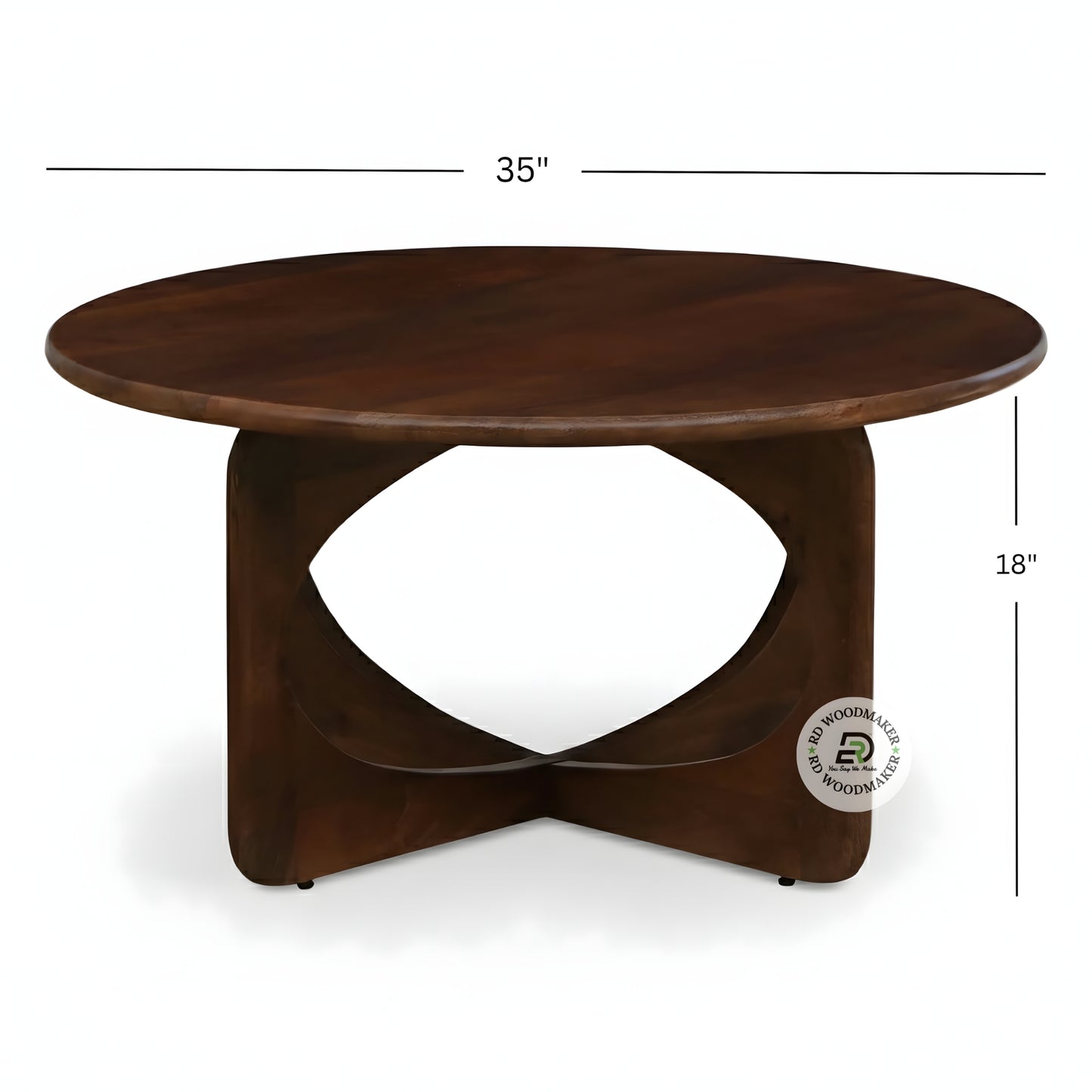 ROUND CROSS BASE WOODEN COFFEE TABLE