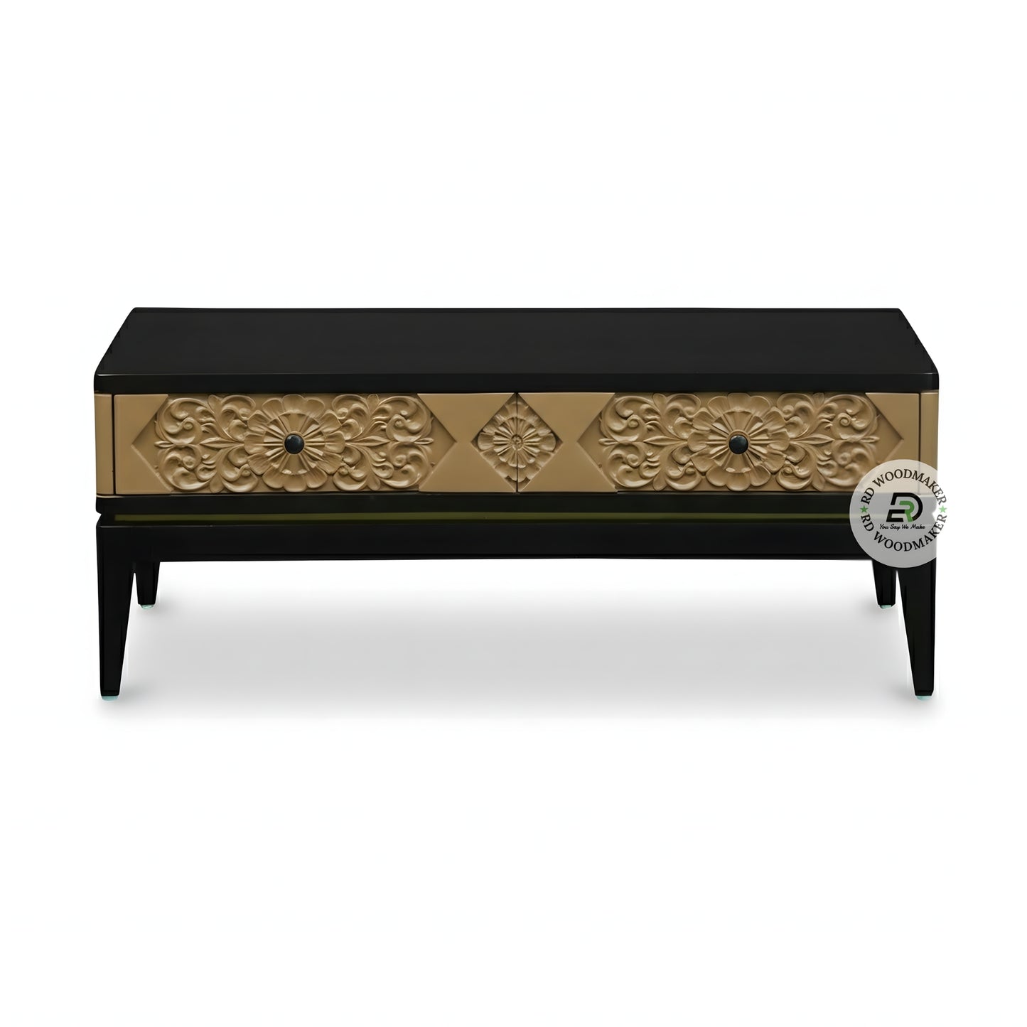 LUXURY HANDCARVED BLACK & GOLD DESIGNER COFFEE TABLE