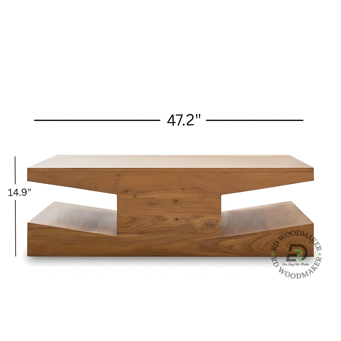 MODERN LOW PROFILE WOODEN COFFEE TABLE WITH OPEN BASE