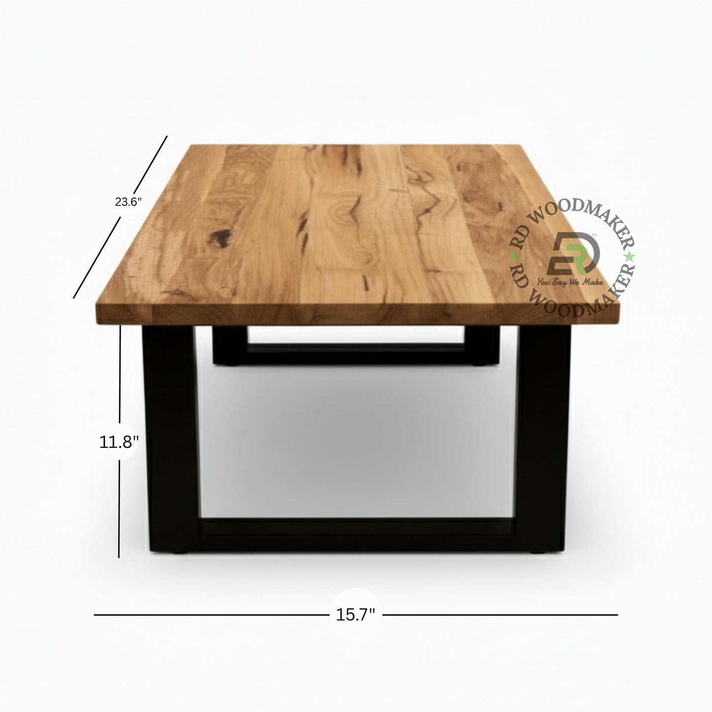 INDUSTRIAL WOODEN COFFEE TABLE WITH METAL LEGS