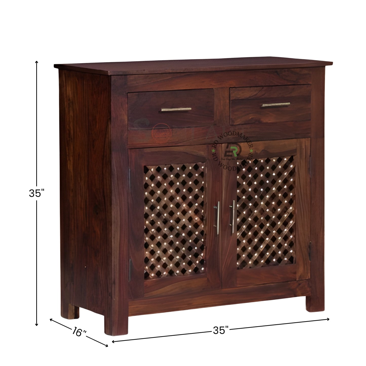 LATTICE FRONT DOUBLE DOOR WOODEN CABINET