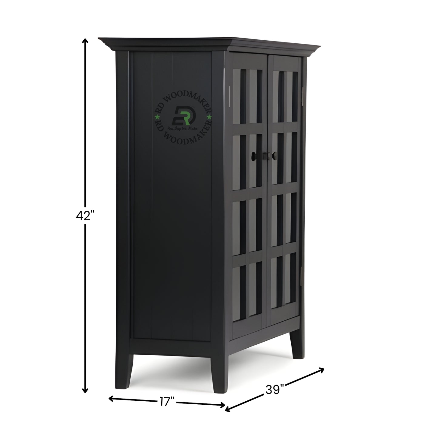 BLACK GRID GLASS DOOR DISPLAY CABINET