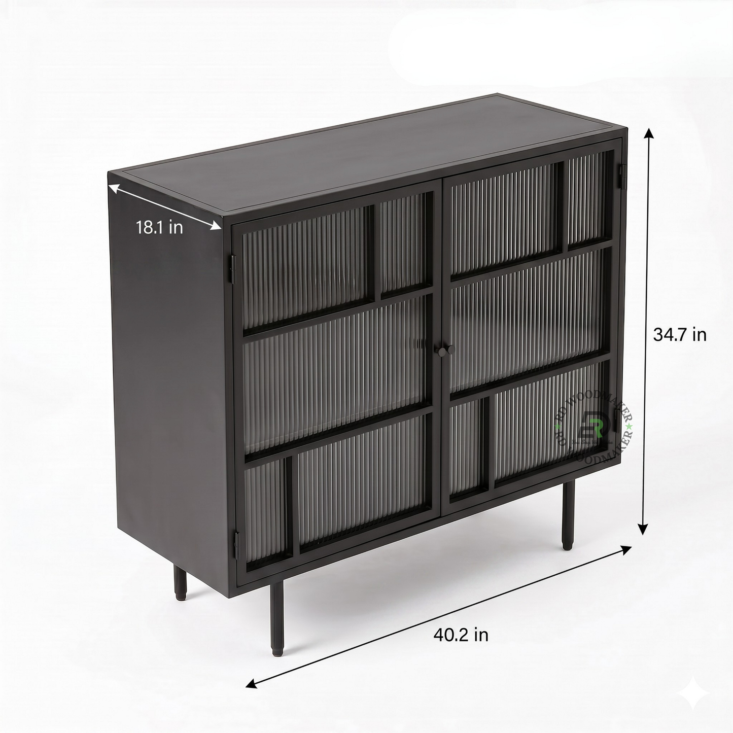 BLACK FLUTED GLASS STORAGE CABINET