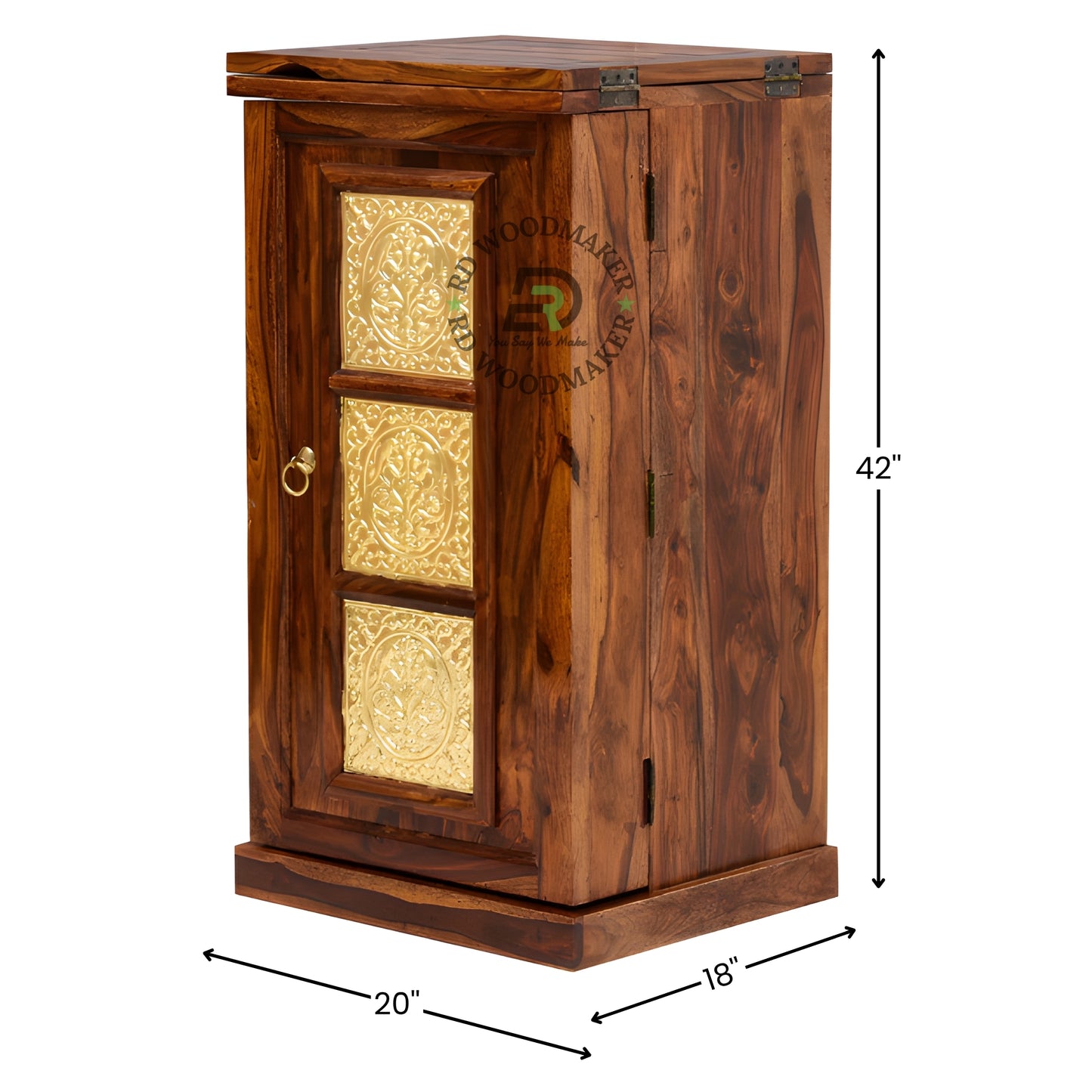 HANDCARVED PANEL ACCENT WOODEN CABINET