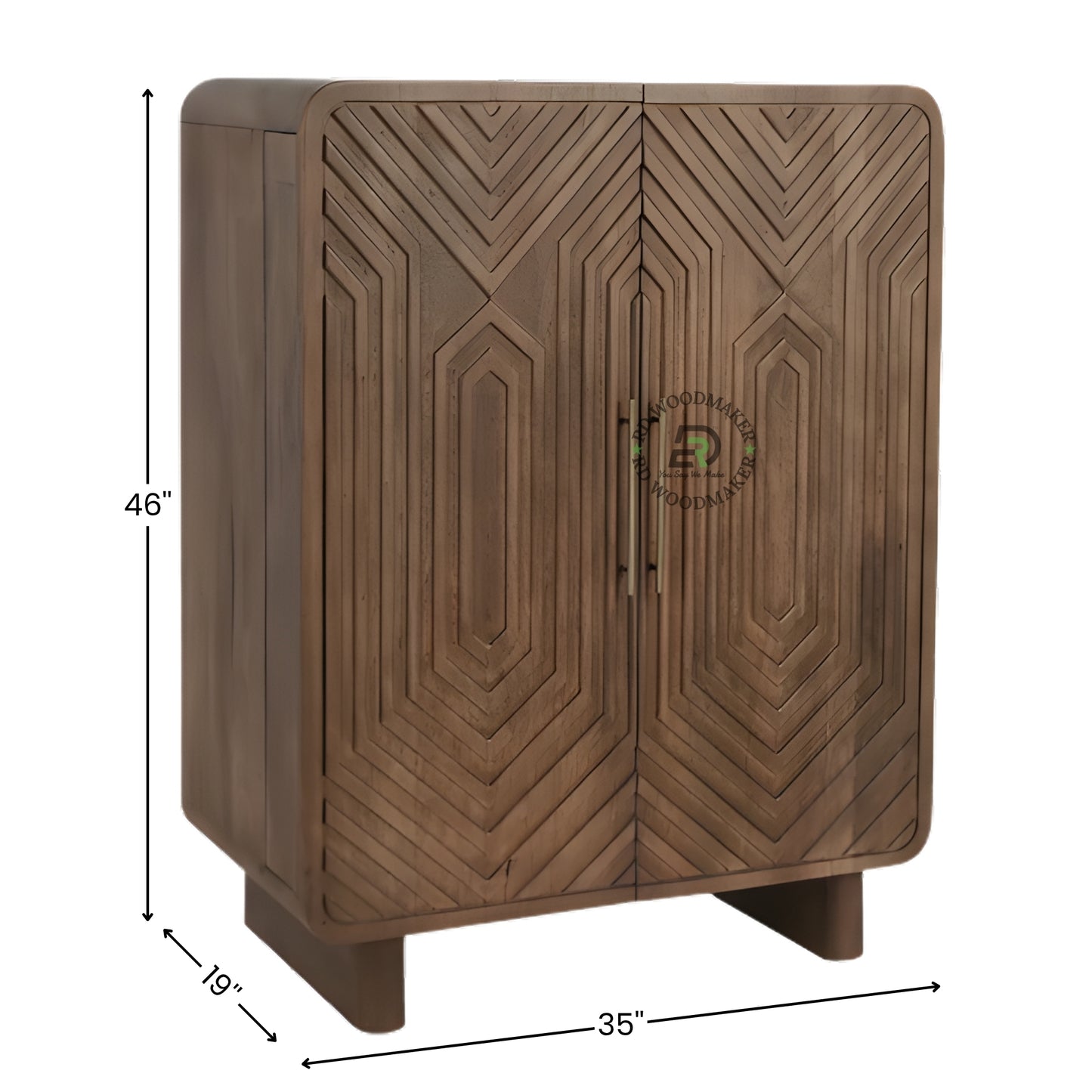 GEOMETRIC CARVED WOODEN CABINET