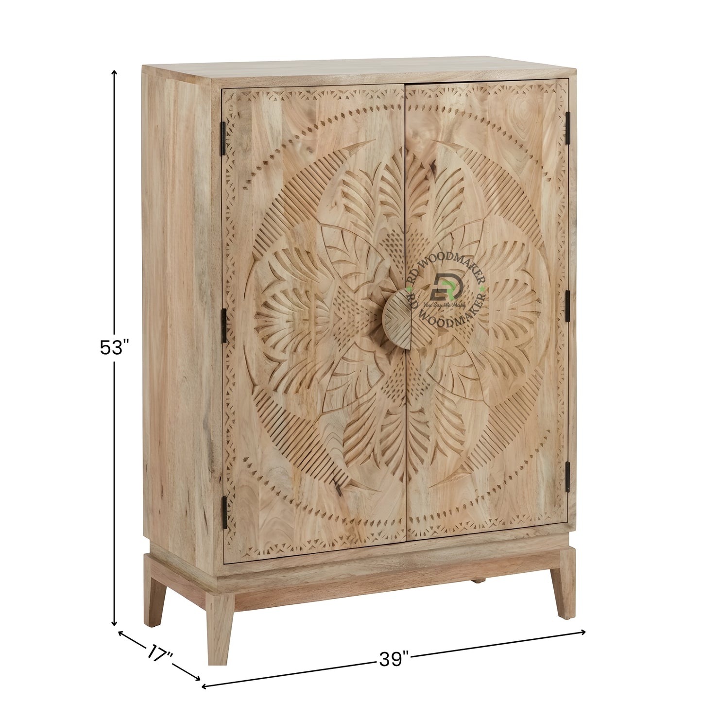 HANDCARVED FLORAL DESIGN WOODEN CABINET