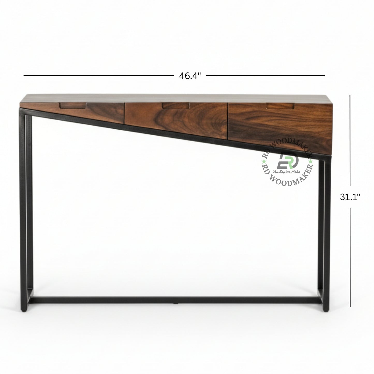GEOMETRIC SLOPE DESIGN CONSOLE TABLE WITH STORAGE DRAWERS