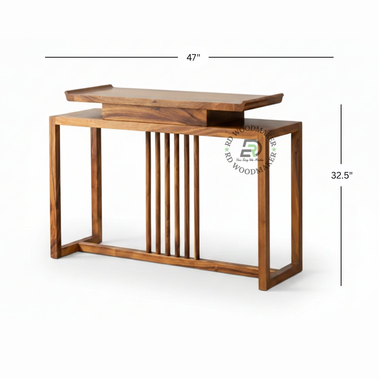 ELEVATED SLAT DESIGN WOODEN CONSOLE TABLE
