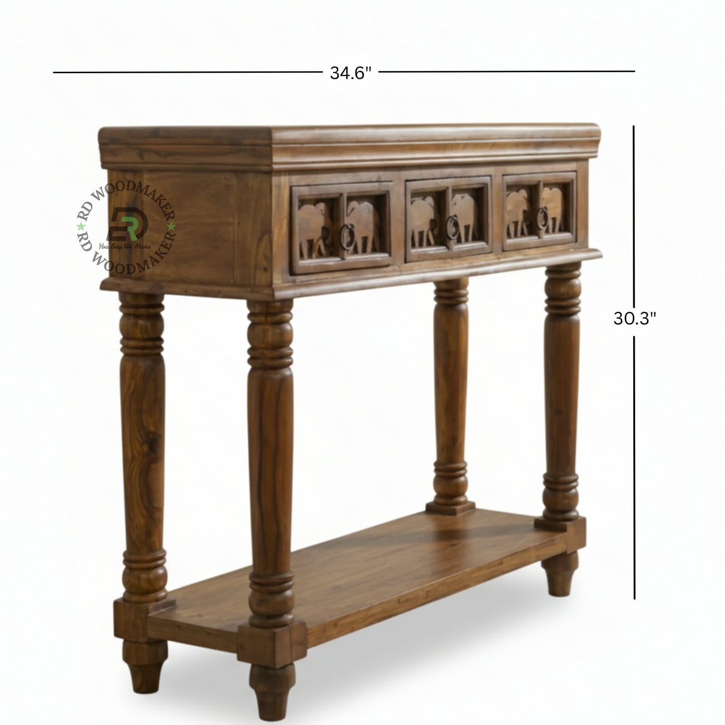 RAJWADI ELEPHANT CARVED CONSOLE TABLE